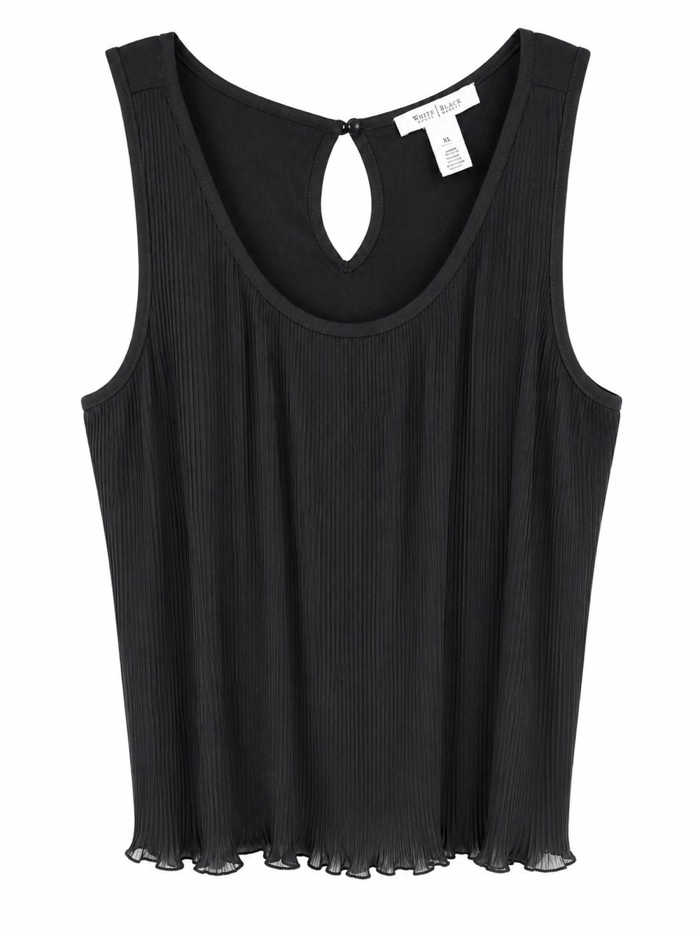 White House Black Market Black Pleated Sleeveless Keyhole Back Blouse XL